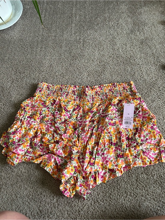 wild fable Pants - wild fable Floral Smocked Ruffle Shorts - Pink, Yellow, Green